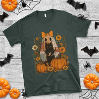 Halloween Vintage Patchwork Ghost Holding Black Cat Groovy Floral T Shirt - Wonder Print Shop