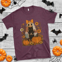 Halloween Vintage Patchwork Ghost Holding Black Cat Groovy Floral T Shirt - Wonder Print Shop