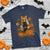 Halloween Vintage Patchwork Ghost Holding Black Cat Groovy Floral T Shirt - Wonder Print Shop