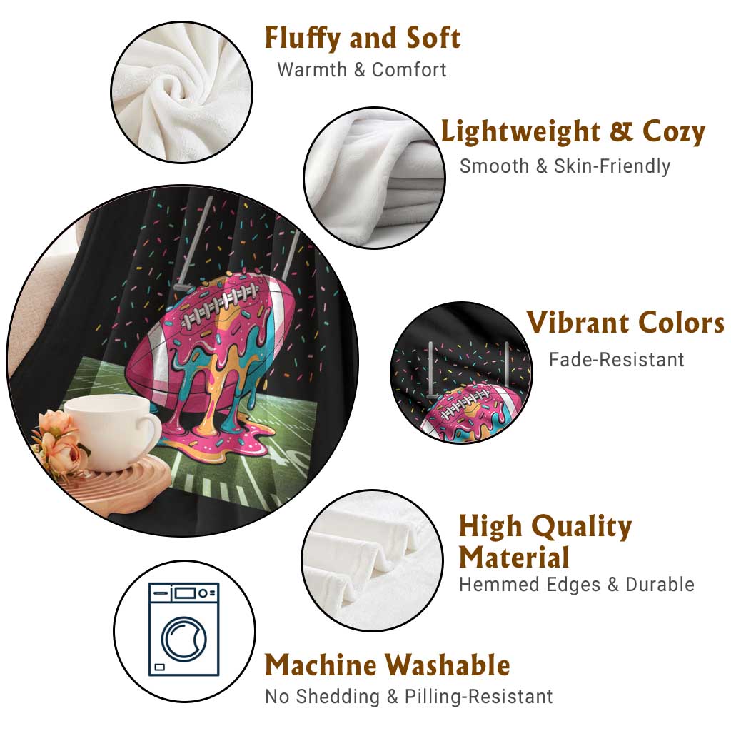 American Football Sprinkles Ice Cream Drip Field Goal Throw Blanket - Wonder Print Shop