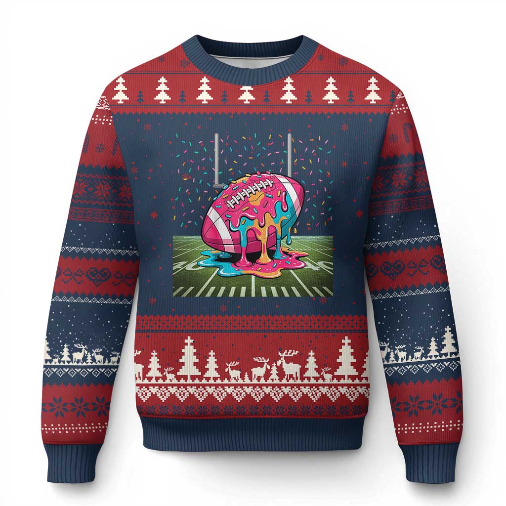 American Football Sprinkles Ice Cream Drip Field Goal Ugly Christmas Sweater - Wonder Print Shop