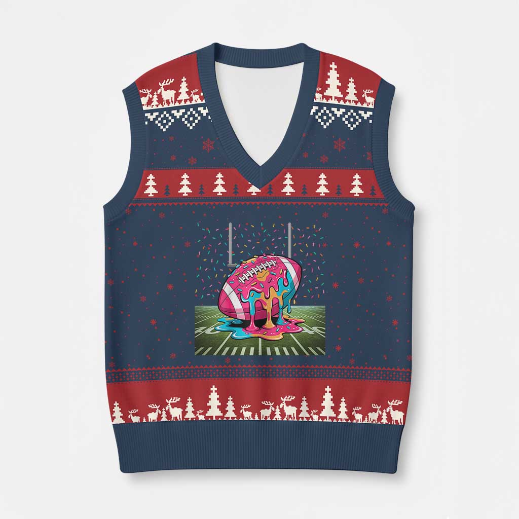 American Football Sprinkles Ice Cream Drip Field Goal V-Neck Knit Sweater Vest - Wonder Print Shop