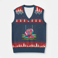 American Football Sprinkles Ice Cream Drip Field Goal V-Neck Knit Sweater Vest - Wonder Print Shop