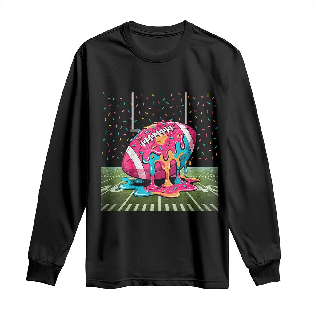American Football Sprinkles Ice Cream Drip Field Goal Long Sleeve Shirt - Wonder Print Shop