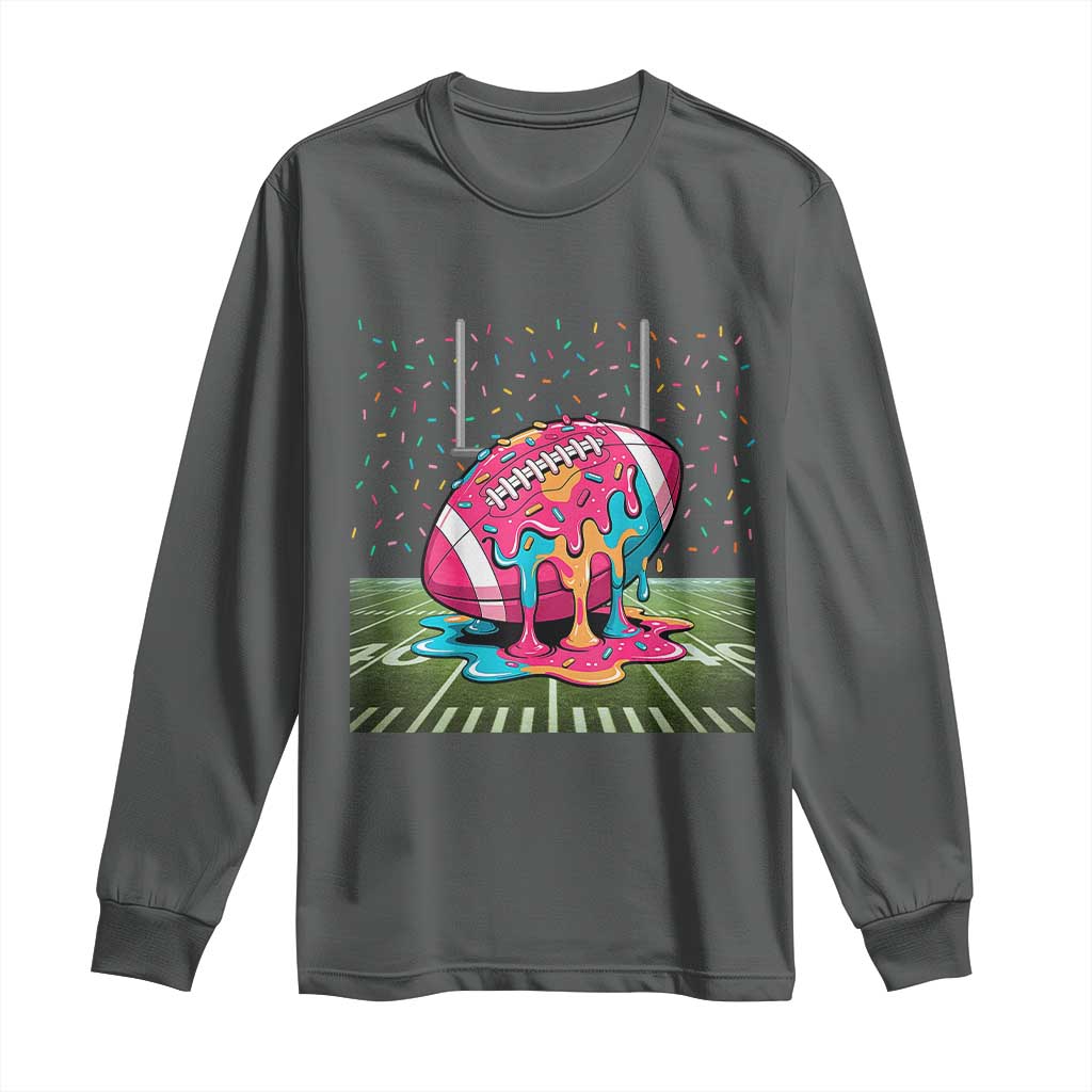 American Football Sprinkles Ice Cream Drip Field Goal Long Sleeve Shirt - Wonder Print Shop