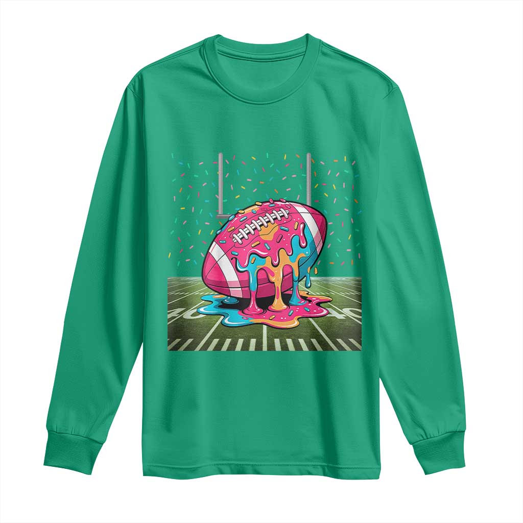 American Football Sprinkles Ice Cream Drip Field Goal Long Sleeve Shirt - Wonder Print Shop