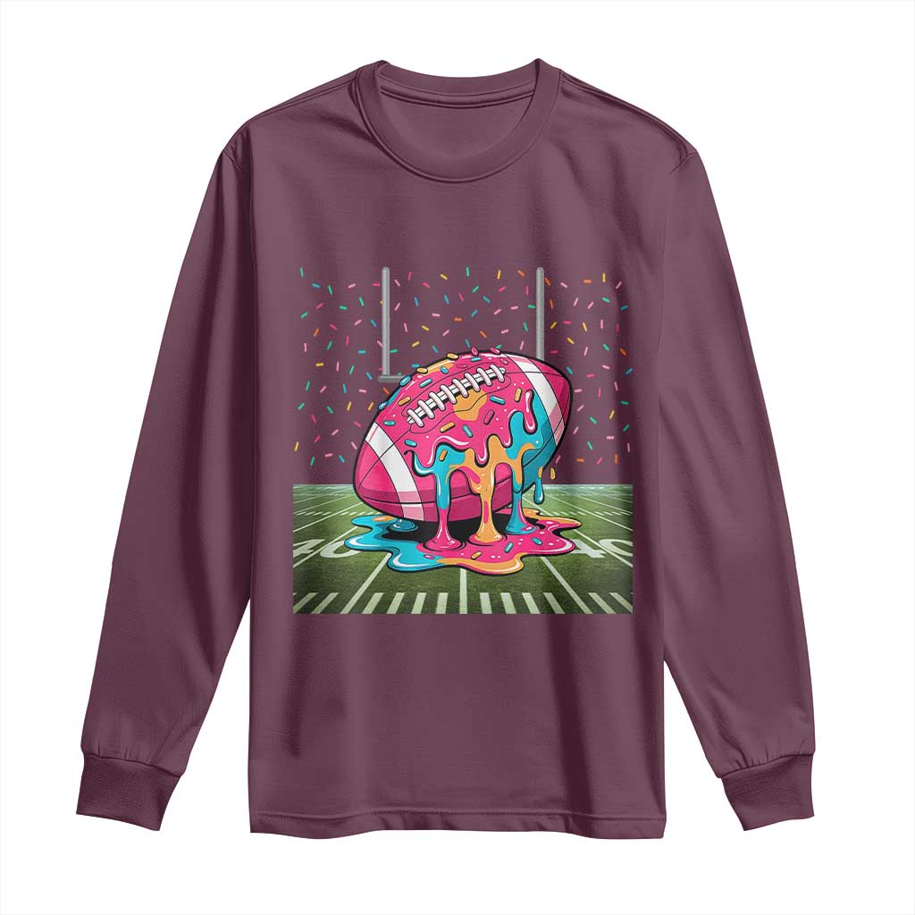 American Football Sprinkles Ice Cream Drip Field Goal Long Sleeve Shirt - Wonder Print Shop