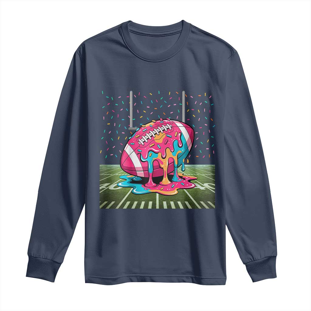 American Football Sprinkles Ice Cream Drip Field Goal Long Sleeve Shirt - Wonder Print Shop