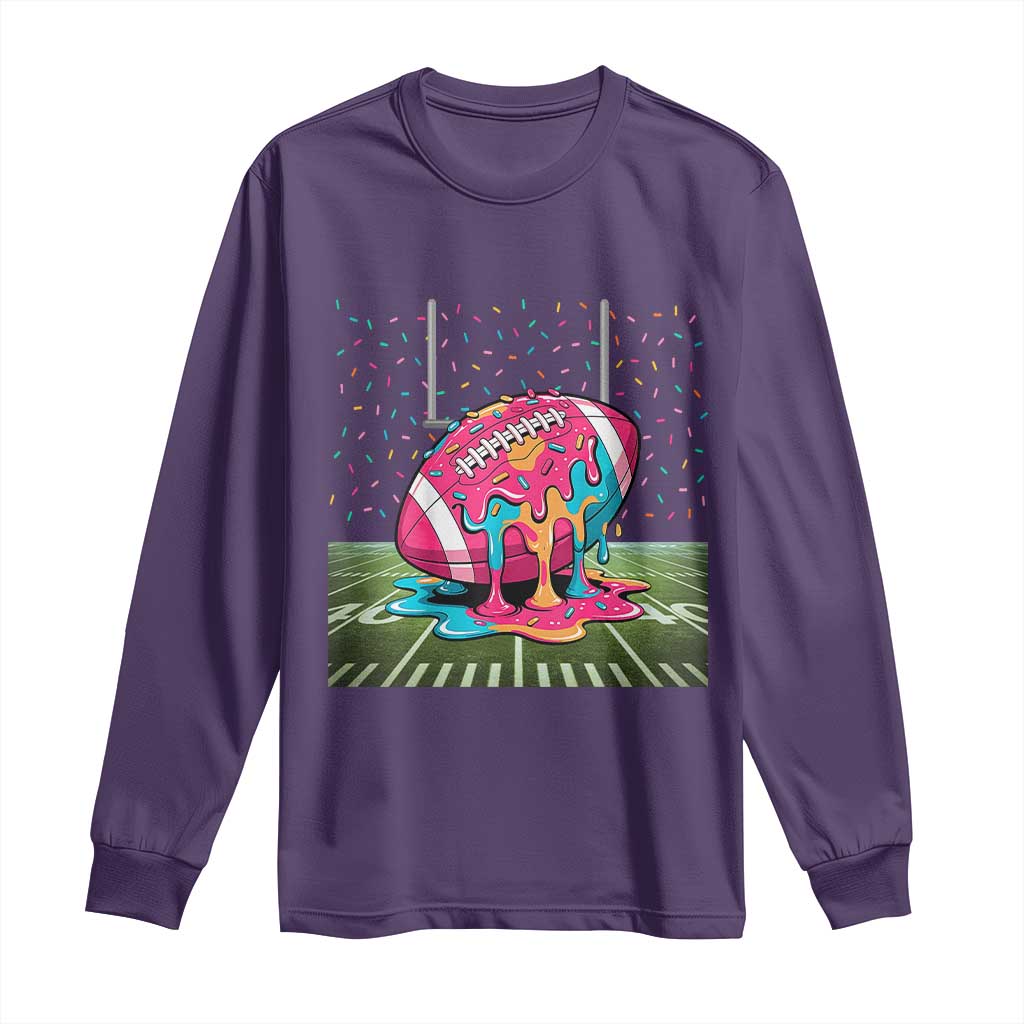 American Football Sprinkles Ice Cream Drip Field Goal Long Sleeve Shirt - Wonder Print Shop