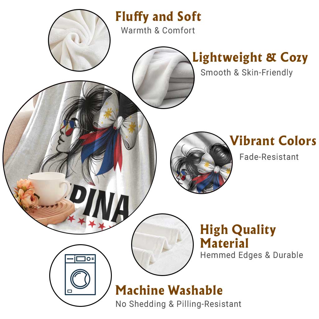 Filipina Girl Philippines Flag Proud Pinay Throw Blanket - Wonder Print Shop