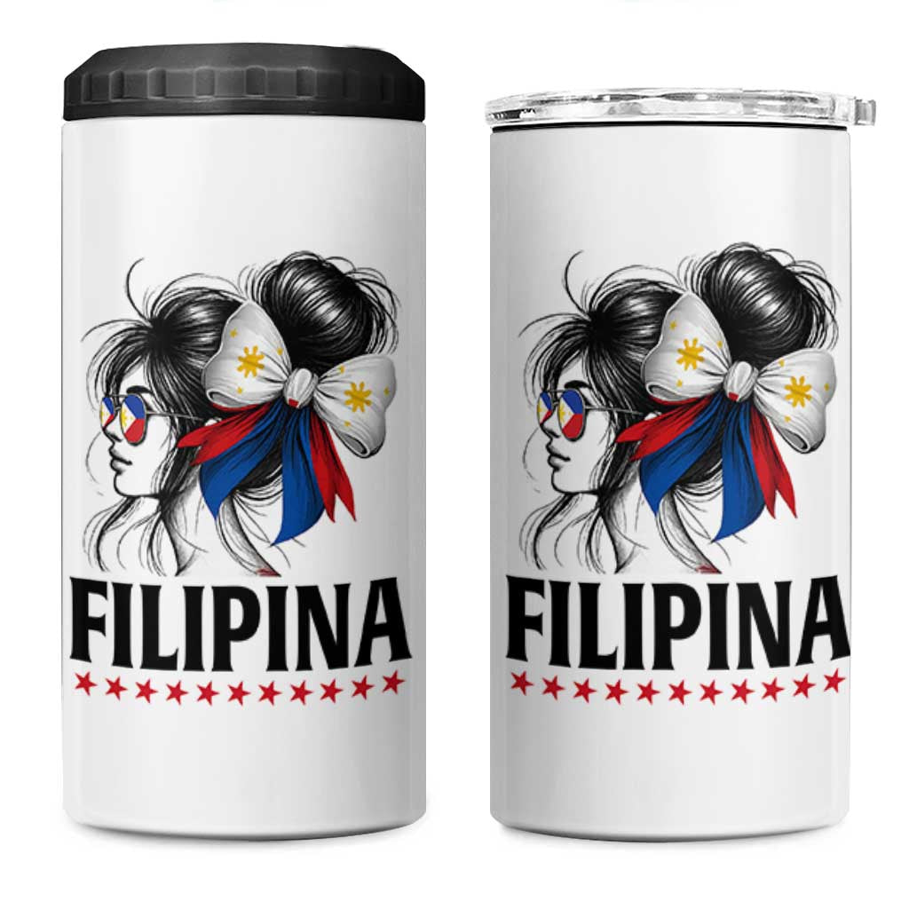 Filipina Girl Philippines Flag Proud Pinay 4 in 1 Can Cooler Tumbler - Wonder Print Shop