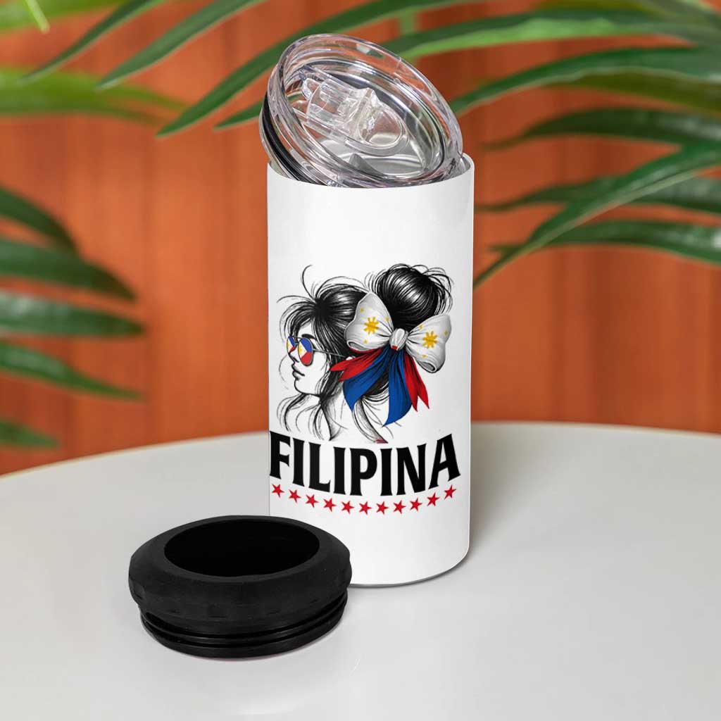 Filipina Girl Philippines Flag Proud Pinay 4 in 1 Can Cooler Tumbler - Wonder Print Shop