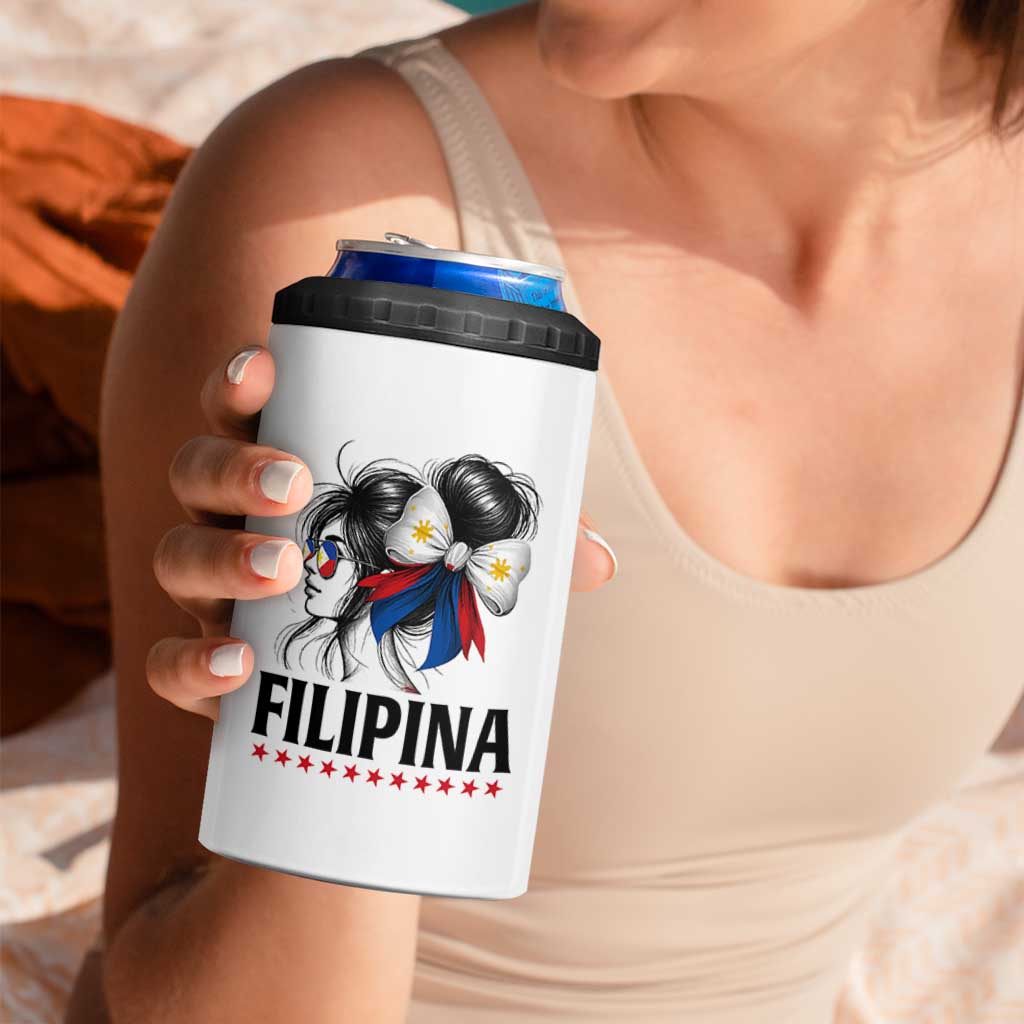 Filipina Girl Philippines Flag Proud Pinay 4 in 1 Can Cooler Tumbler - Wonder Print Shop