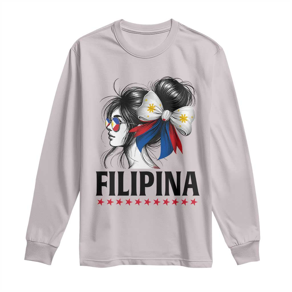 Filipina Girl Philippines Flag Proud Pinay Long Sleeve Shirt - Wonder Print Shop