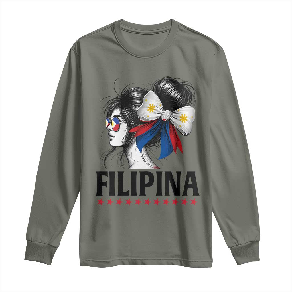 Filipina Girl Philippines Flag Proud Pinay Long Sleeve Shirt - Wonder Print Shop