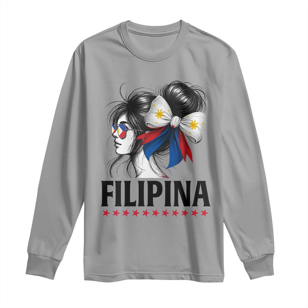 Filipina Girl Philippines Flag Proud Pinay Long Sleeve Shirt - Wonder Print Shop