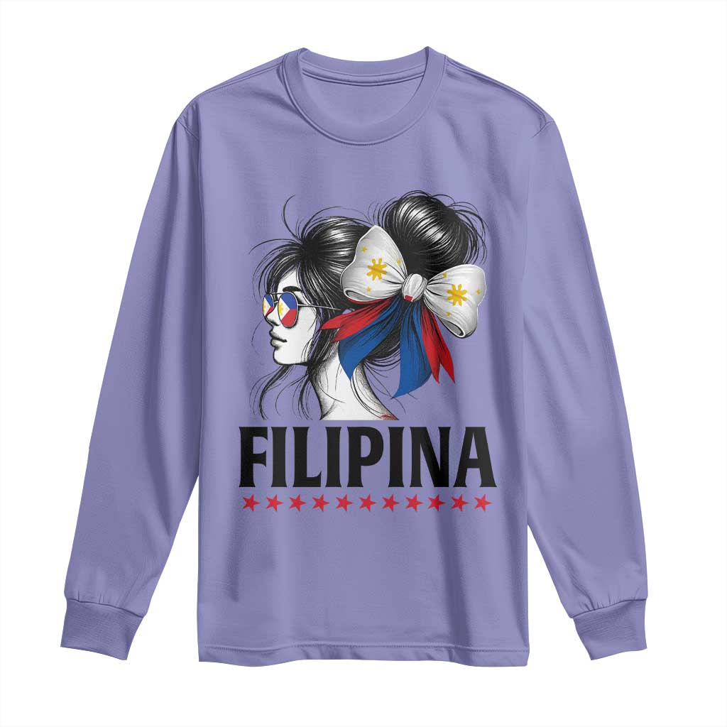 Filipina Girl Philippines Flag Proud Pinay Long Sleeve Shirt - Wonder Print Shop