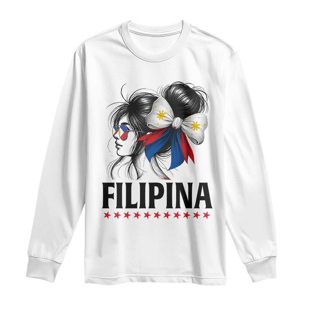 Filipina Girl Philippines Flag Proud Pinay Long Sleeve Shirt - Wonder Print Shop