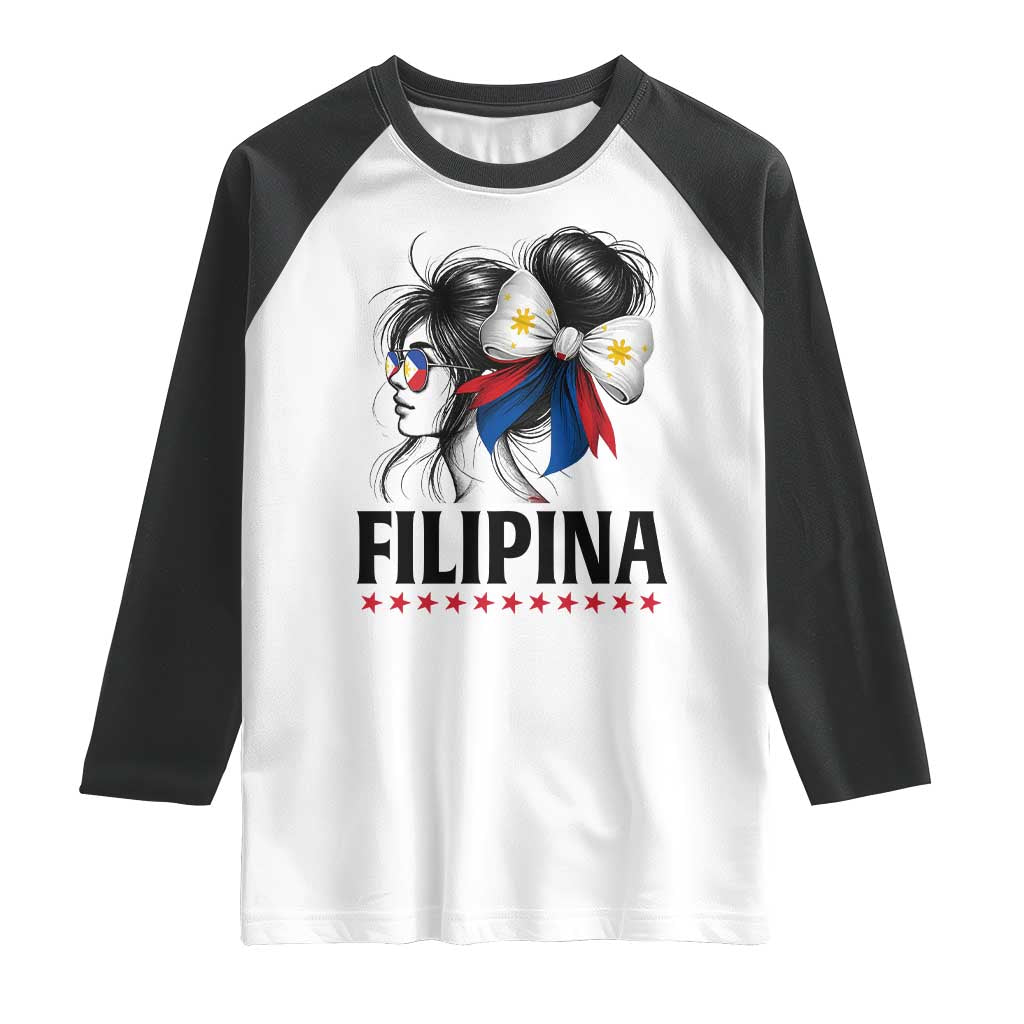Filipina Girl Philippines Flag Proud Pinay Raglan Shirt - Wonder Print Shop