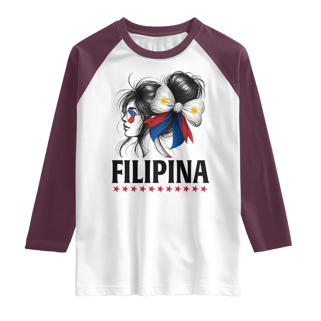 Filipina Girl Philippines Flag Proud Pinay Raglan Shirt - Wonder Print Shop