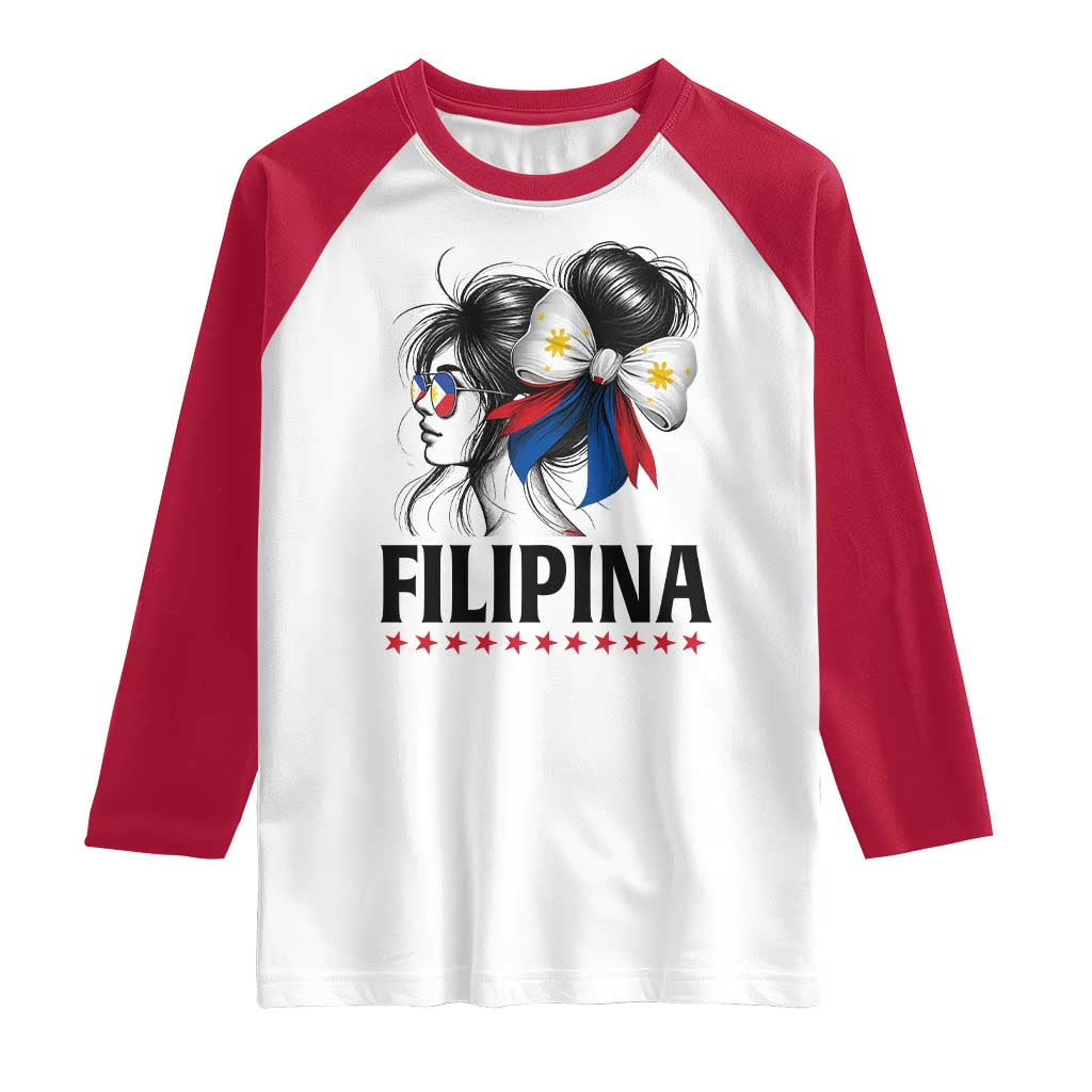 Filipina Girl Philippines Flag Proud Pinay Raglan Shirt - Wonder Print Shop