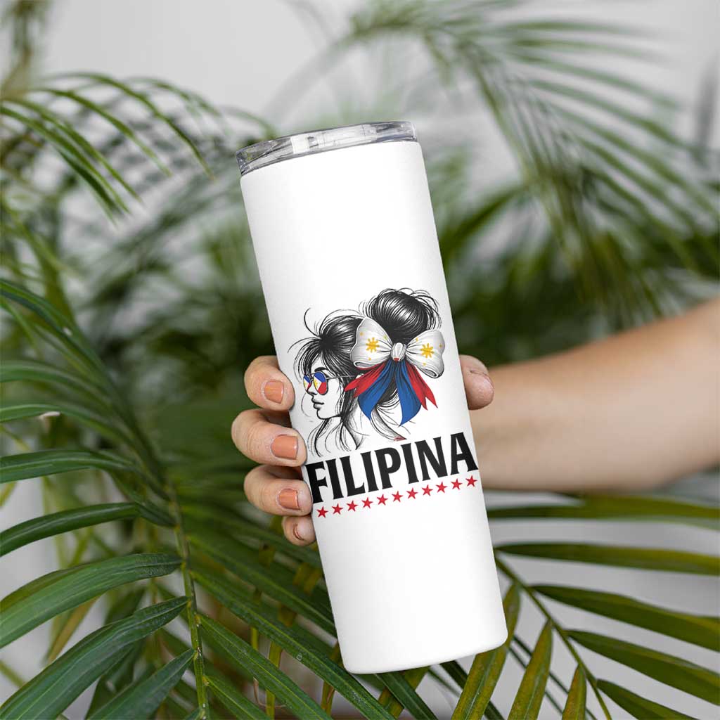 Filipina Girl Philippines Flag Proud Pinay Skinny Tumbler - Wonder Print Shop