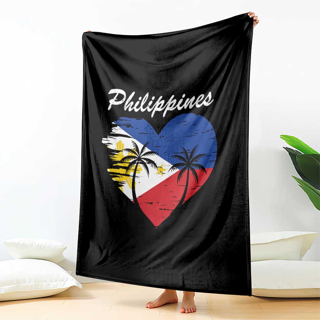 Filipino Pride Throw Blanket Pinoy Vintage Philippines Flag Heart - Wonder Print Shop