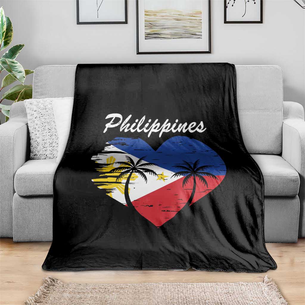Filipino Pride Throw Blanket Pinoy Vintage Philippines Flag Heart - Wonder Print Shop