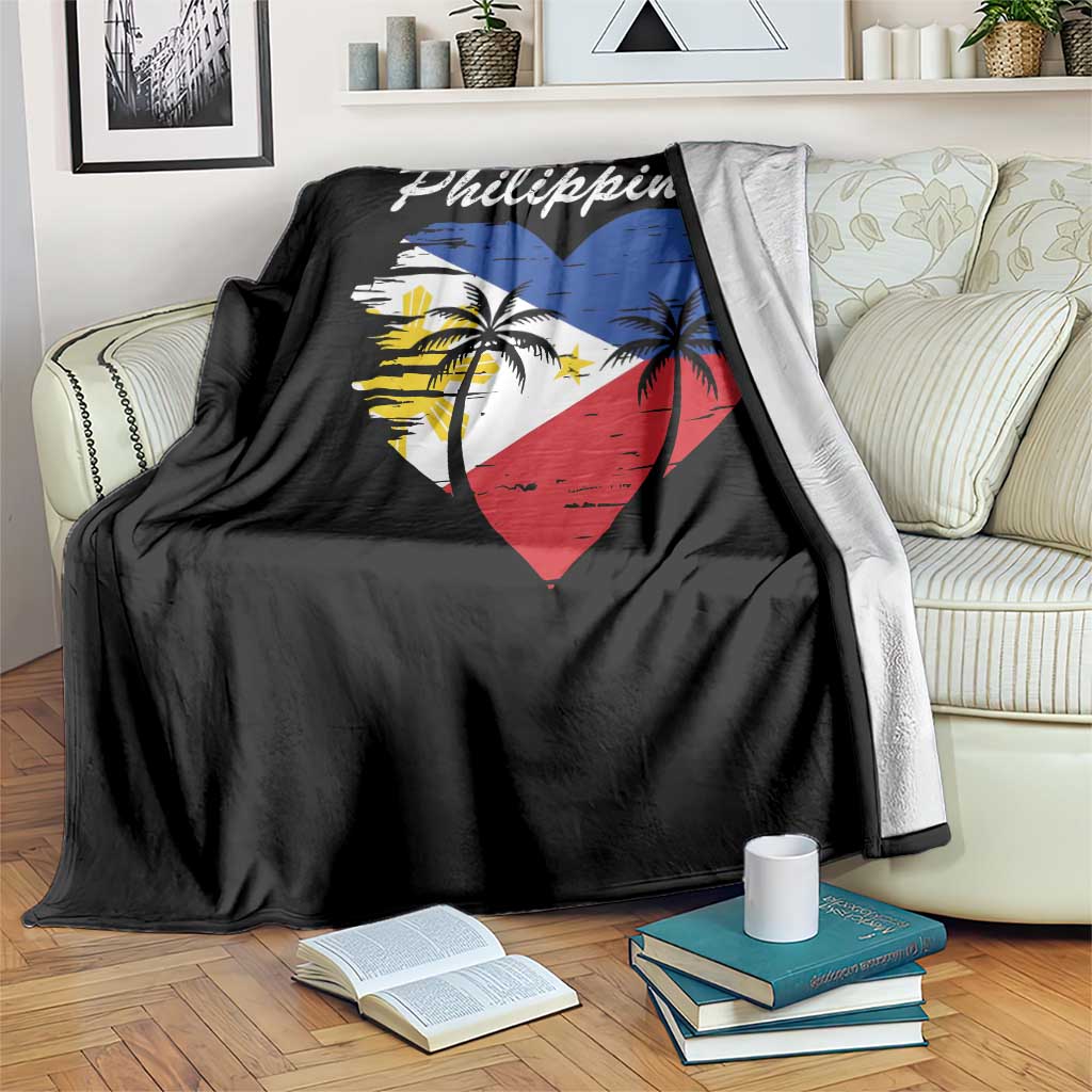 Filipino Pride Throw Blanket Pinoy Vintage Philippines Flag Heart - Wonder Print Shop