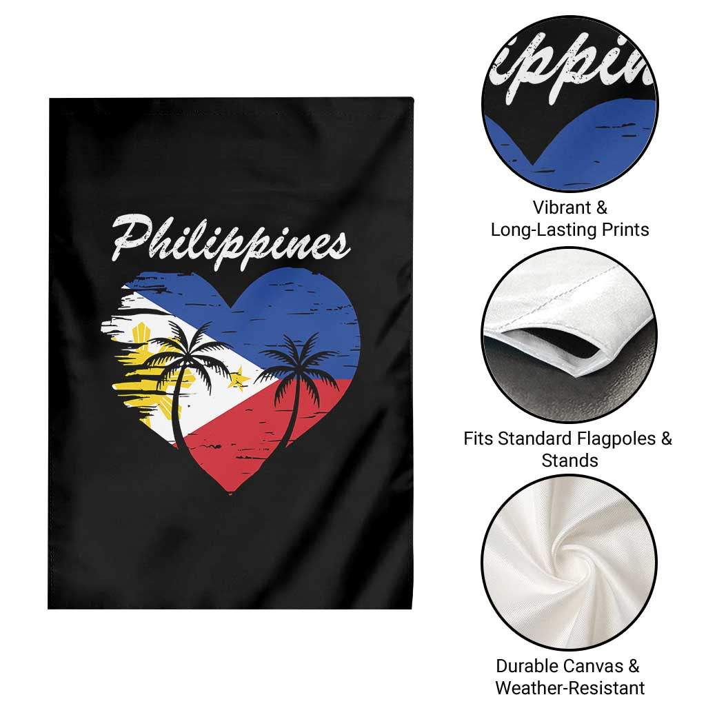 Filipino Pride Garden Flag Pinoy Vintage Philippines Flag Heart - Wonder Print Shop