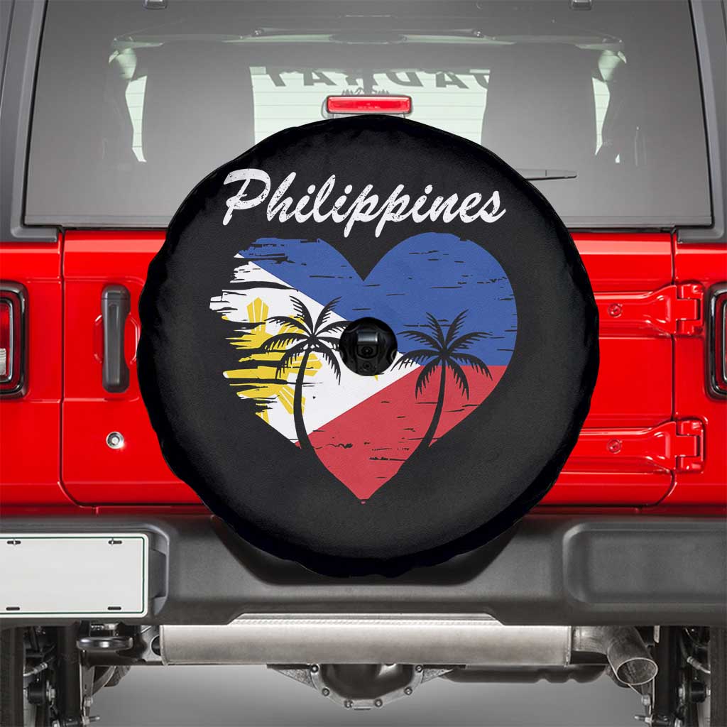 Filipino Pride Spare Tire Cover Pinoy Vintage Philippines Flag Heart - Wonder Print Shop
