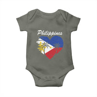 Filipino Pride Baby Onesie Pinoy Vintage Philippines Flag Heart - Wonder Print Shop