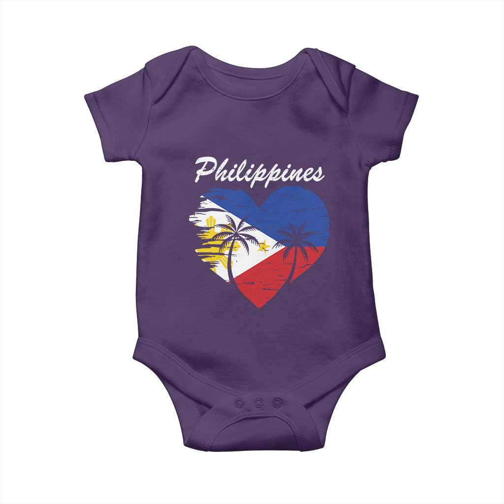 Filipino Pride Baby Onesie Pinoy Vintage Philippines Flag Heart - Wonder Print Shop