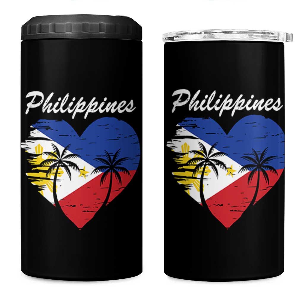 Filipino Pride 4 in 1 Can Cooler Tumbler Pinoy Vintage Philippines Flag Heart - Wonder Print Shop