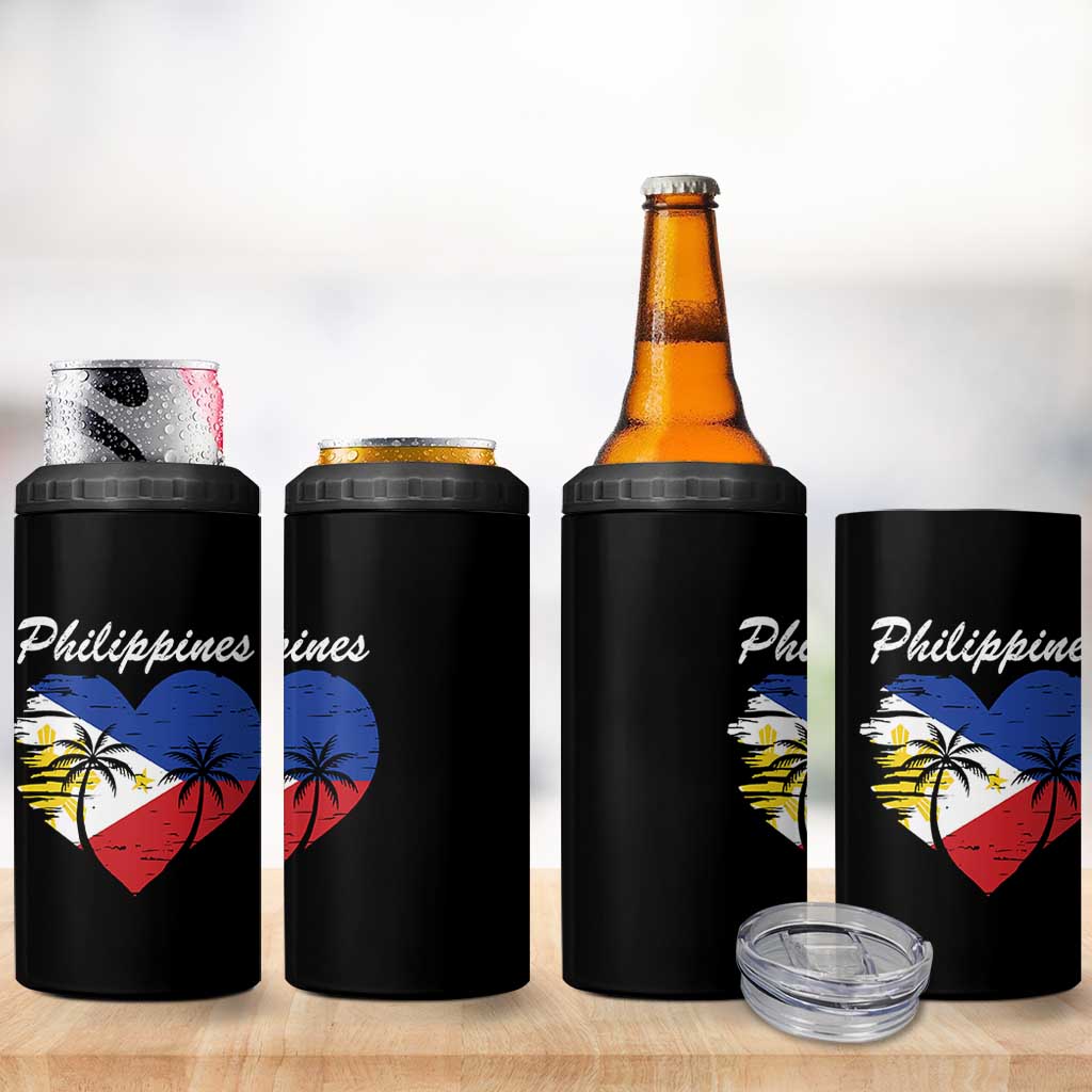 Filipino Pride 4 in 1 Can Cooler Tumbler Pinoy Vintage Philippines Flag Heart - Wonder Print Shop