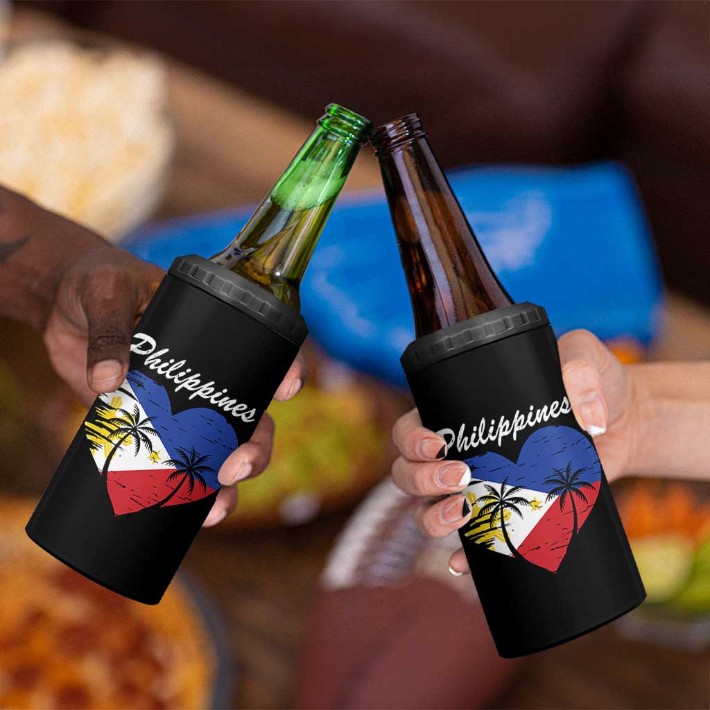 Filipino Pride 4 in 1 Can Cooler Tumbler Pinoy Vintage Philippines Flag Heart - Wonder Print Shop