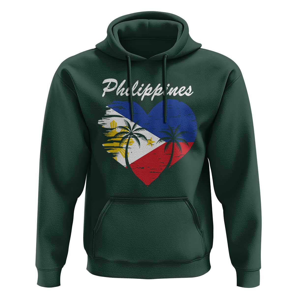 Filipino Pride Hoodie Pinoy Vintage Philippines Flag Heart - Wonder Print Shop