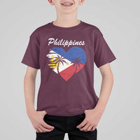 Filipino Pride T Shirt For Kid Pinoy Vintage Philippines Flag Heart - Wonder Print Shop
