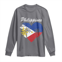 Filipino Pride Long Sleeve Shirt Pinoy Vintage Philippines Flag Heart - Wonder Print Shop