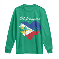 Filipino Pride Long Sleeve Shirt Pinoy Vintage Philippines Flag Heart - Wonder Print Shop