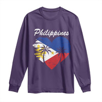 Filipino Pride Long Sleeve Shirt Pinoy Vintage Philippines Flag Heart - Wonder Print Shop