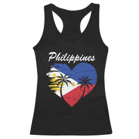 Filipino Pride Racerback Tank Top Pinoy Vintage Philippines Flag Heart - Wonder Print Shop