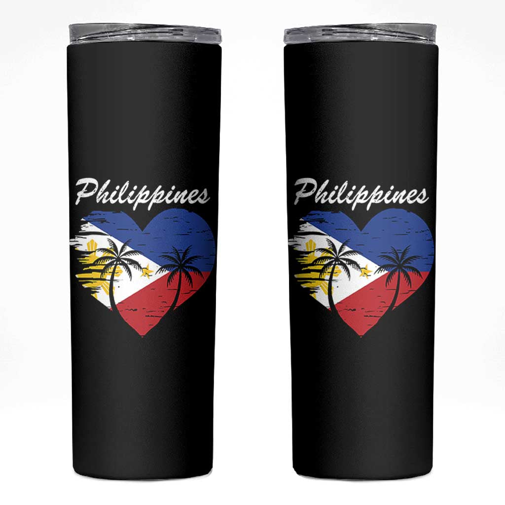 Filipino Pride Skinny Tumbler Pinoy Vintage Philippines Flag Heart - Wonder Print Shop