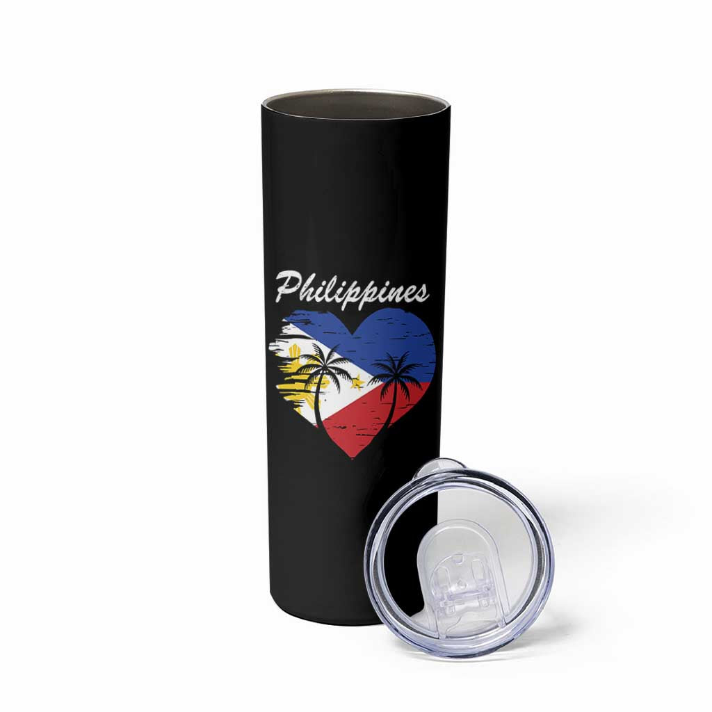 Filipino Pride Skinny Tumbler Pinoy Vintage Philippines Flag Heart - Wonder Print Shop