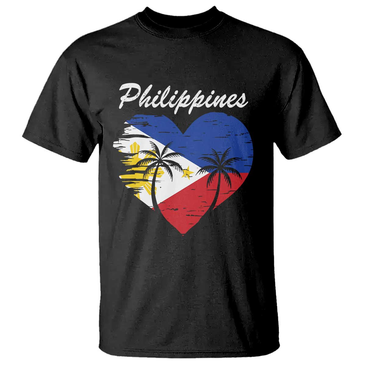 Filipino Pride T Shirt Pinoy Vintage Philippines Flag Heart - Wonder Print Shop