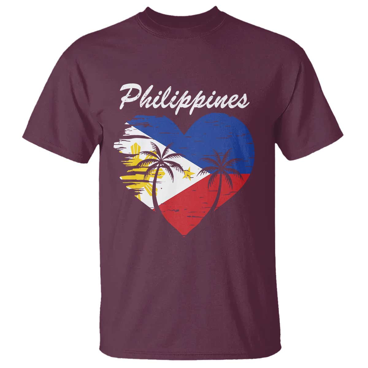 Filipino Pride T Shirt Pinoy Vintage Philippines Flag Heart - Wonder Print Shop