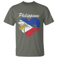 Filipino Pride T Shirt Pinoy Vintage Philippines Flag Heart - Wonder Print Shop