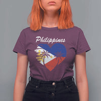 Filipino Pride T Shirt For Women Pinoy Vintage Philippines Flag Heart - Wonder Print Shop