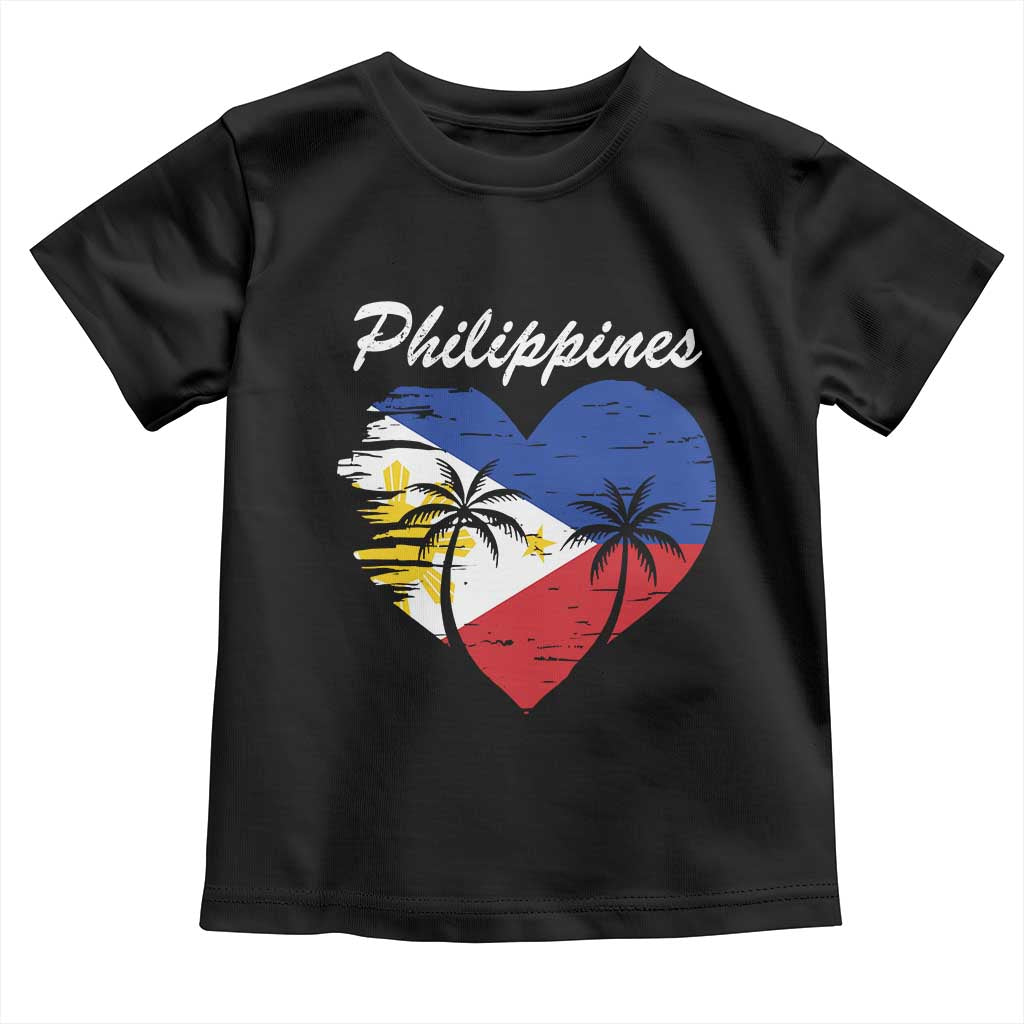 Filipino Pride Toddler T Shirt Pinoy Vintage Philippines Flag Heart - Wonder Print Shop