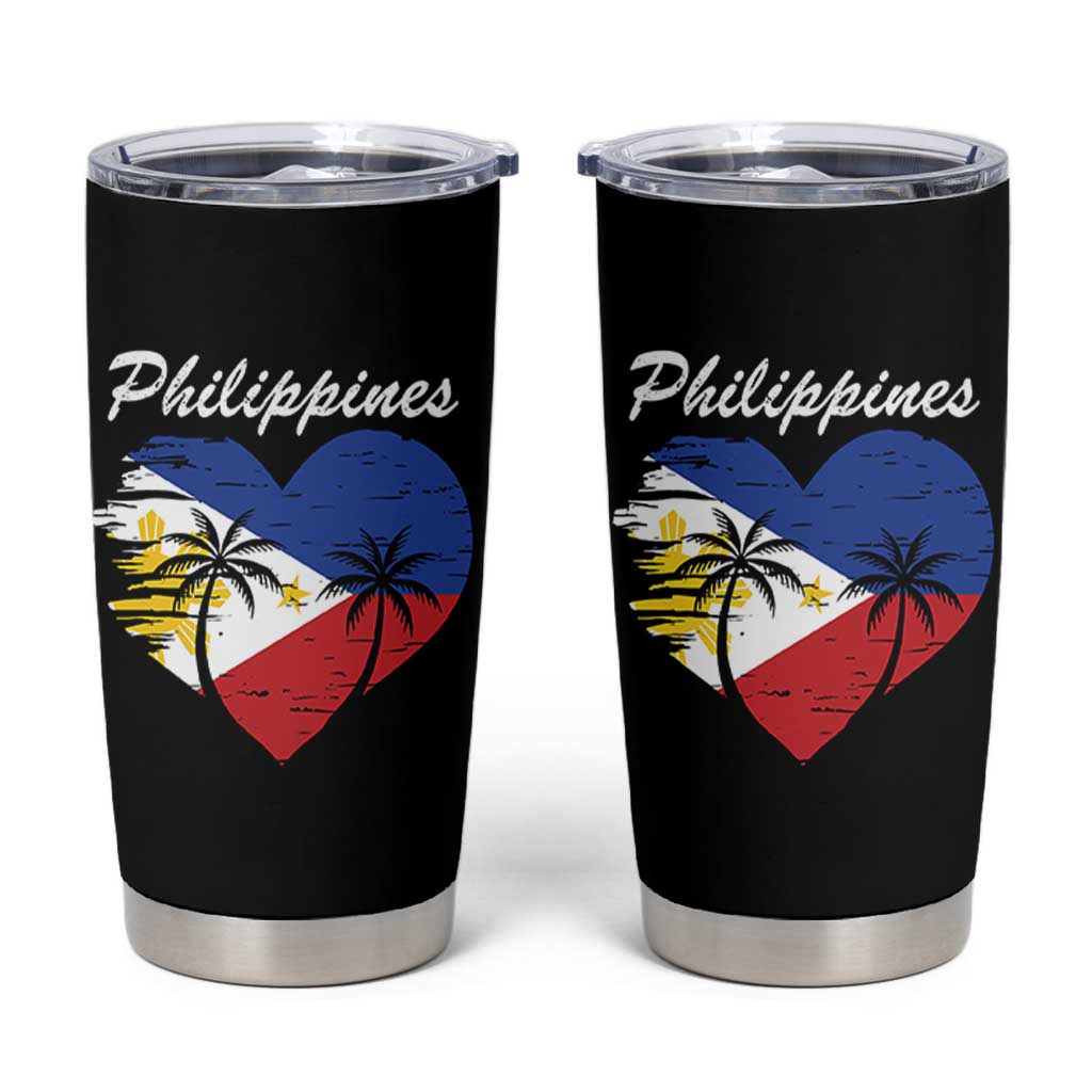 Filipino Pride Tumbler Cup Pinoy Vintage Philippines Flag Heart - Wonder Print Shop